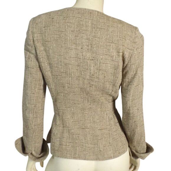 CLASSIQUE ENTIER Jacket, 8, Raw weave, Clasps, Collarless, Beige/brown, Belted - Picture 5 of 13